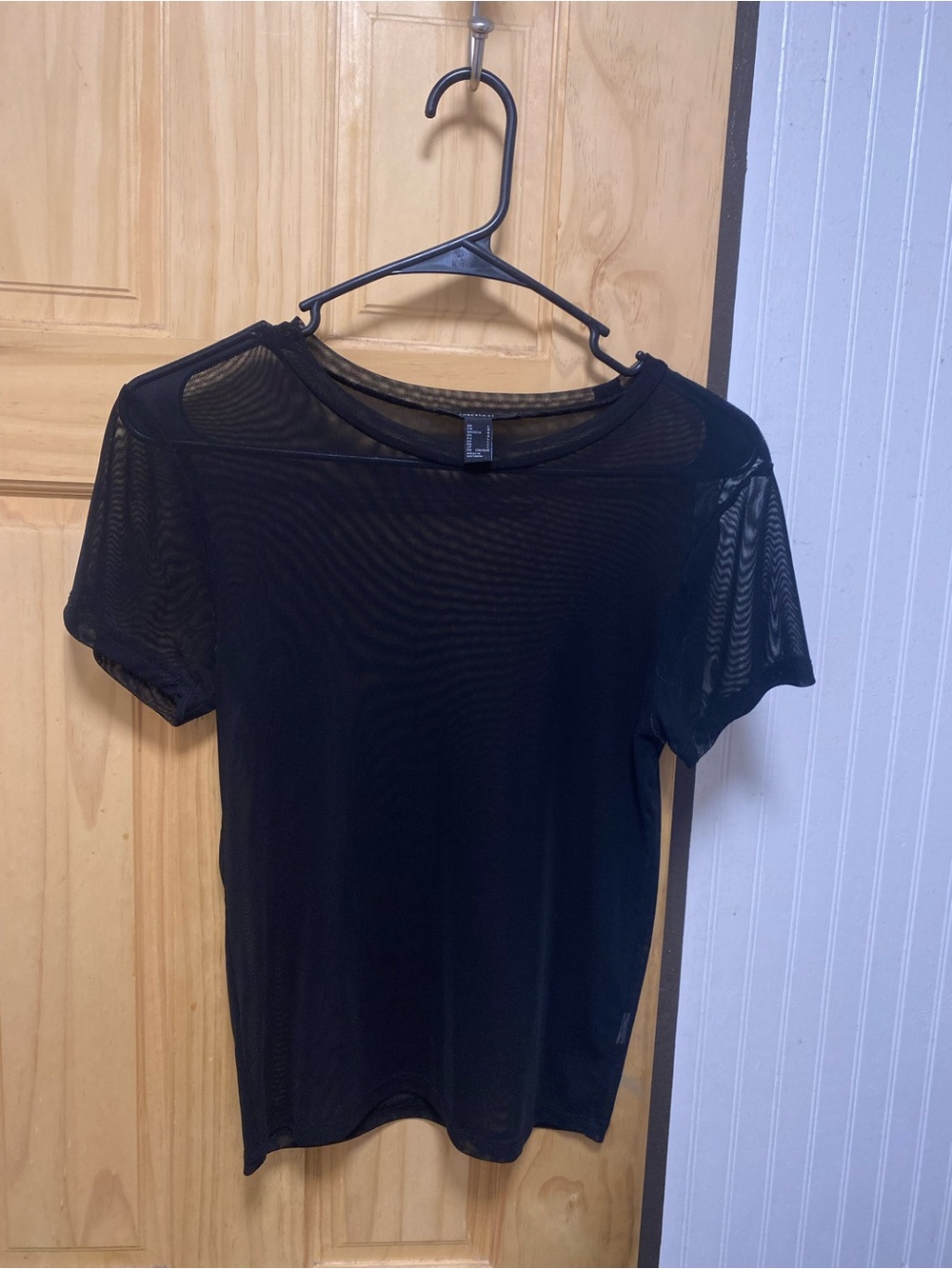 Forever 21 Black Sheer Short Sleeve Tee